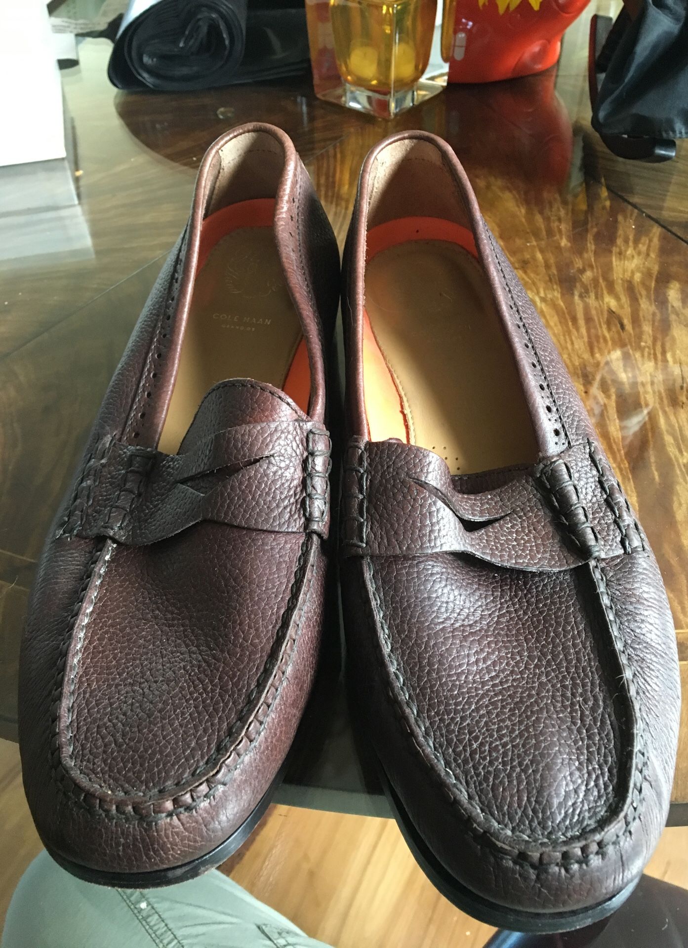 Cole Haan Pebbled Brown Leather Penny Loafers 12