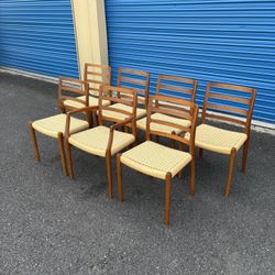 Mid Century Modern Danish Solid Teak Dining Chairs By Niels Otto Moller
