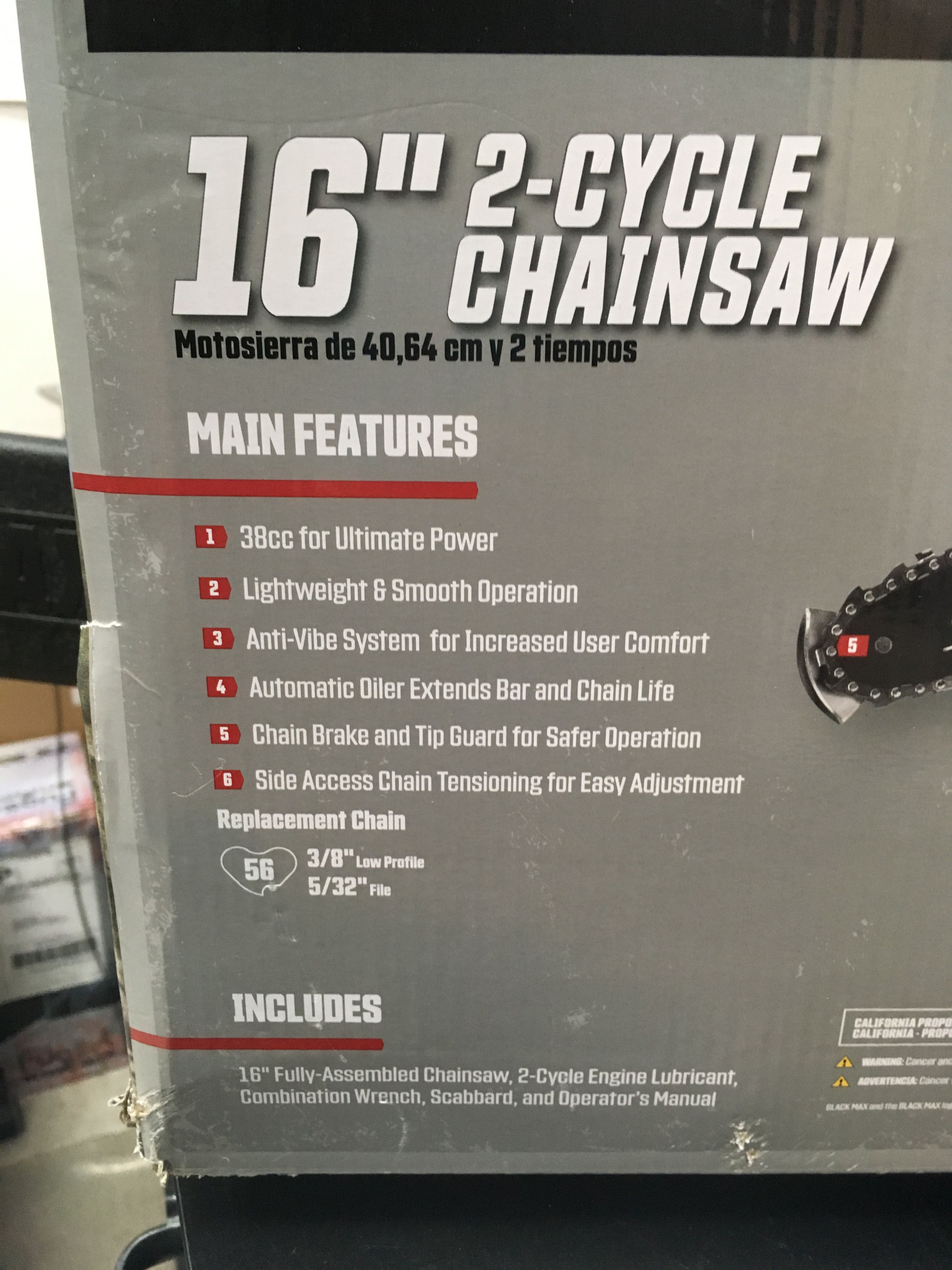 Black max 16'' 2 cycle chainsaw