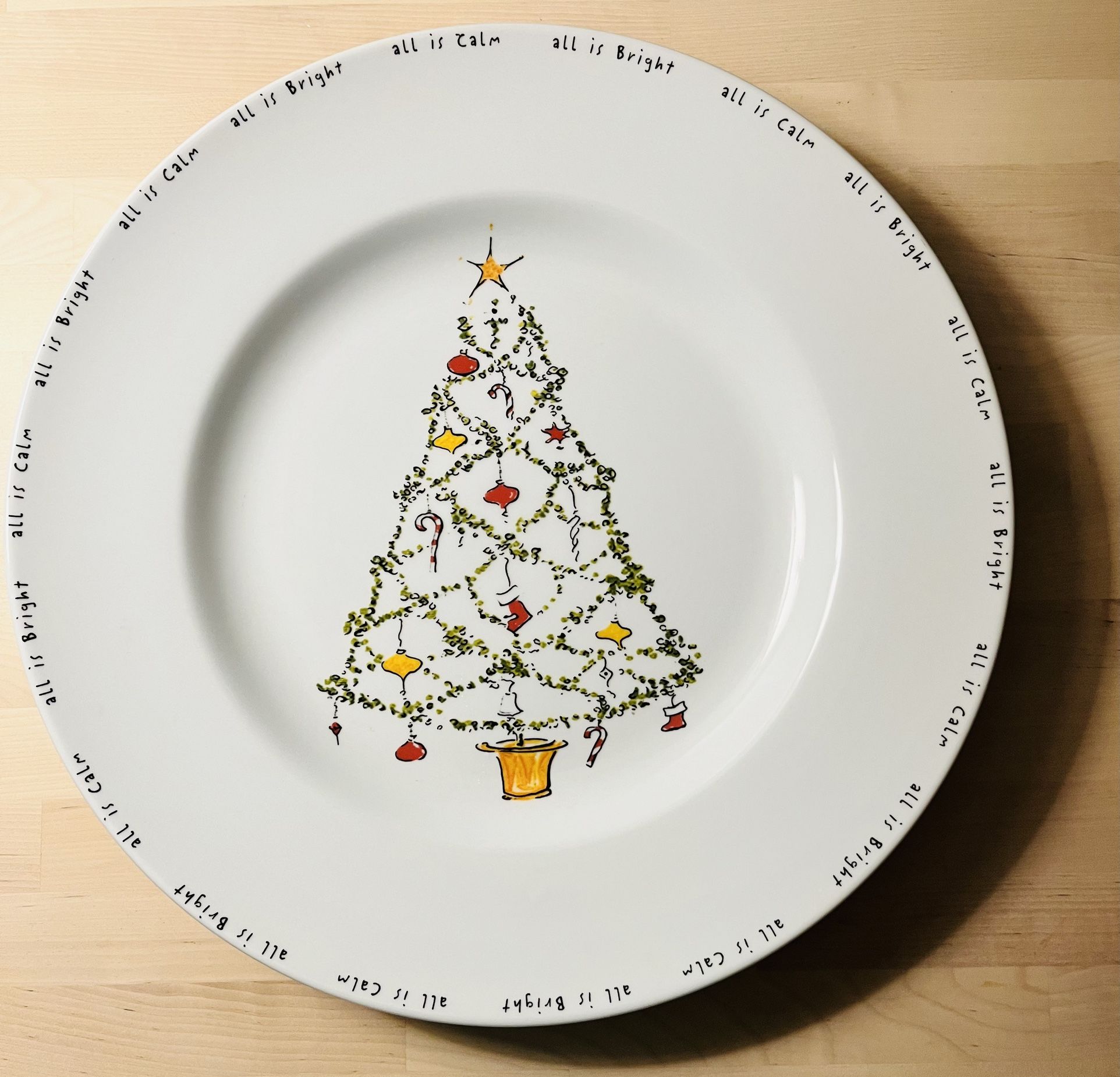 Pottery Barn Christmas Tree 16” Large Holiday Cheer Serving Platter