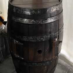  Barrel Mini  Bar  Cabinet 40” Tall And 21” Round Top 