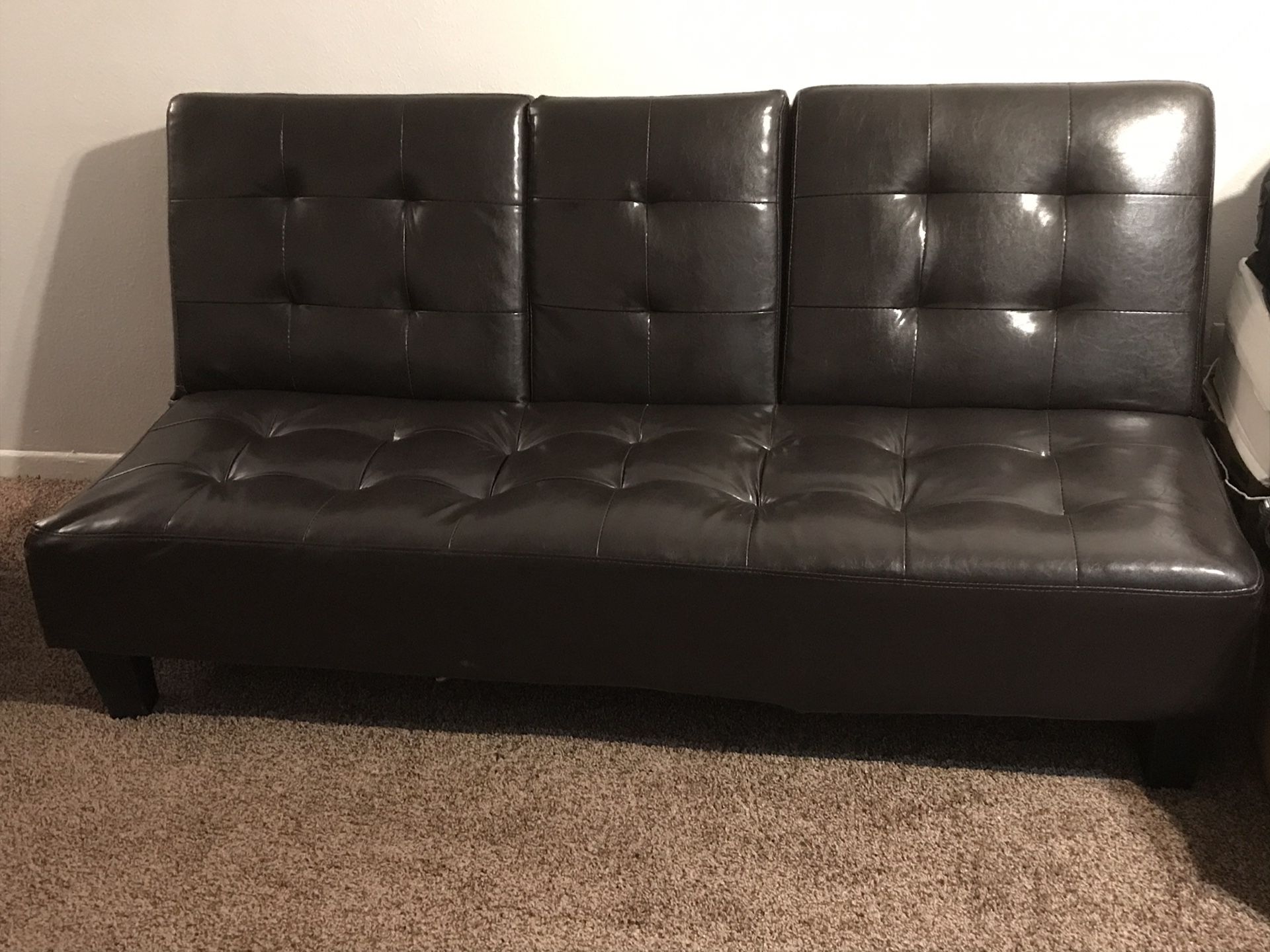 Brown leather futon