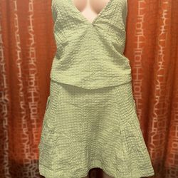 Free People Green Halter Top Skirt Set Size Medium NWOT
