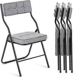 HOMEFUN Padded Folding Chairs 4 Pack - Foldable Dining Chair with Cushion, Portable and Assembled