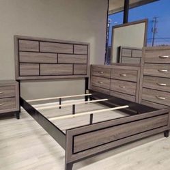 Grey Black King Bedroom Set