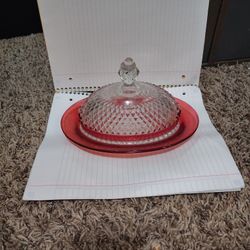 Vintage Ruby Red Butter Dish