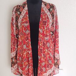 Floral Print And Lace Fringed Robe