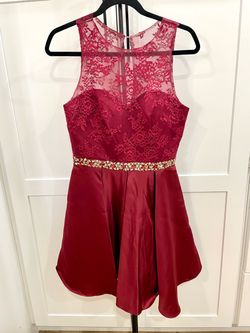 Poly USA Burgundy Satin Lace Formal Homecoming Mini Dress Medium