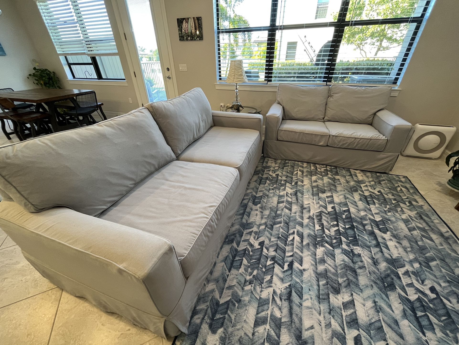 Pottery Barn, PB Comfort Slipcovered Sofa & Loveseat, Light Gray