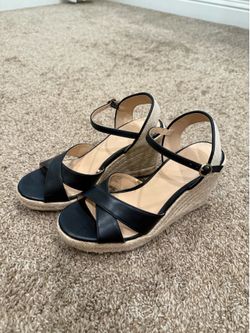 Black Wedge Sandals