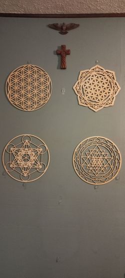 Set of 4 Sacred Geometry Wood Wall Art