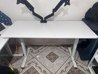 55” Electric Standing Desk w/ Dual Monitor Arms – Sit/Stand