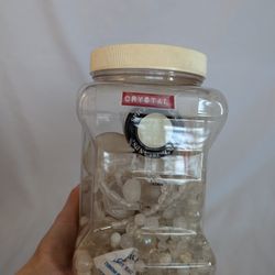 Jar of Vintage White Beads in Random Sizes & Shapes, Maybe Buttons for Jewelry, Crafts, Wedding DIY