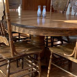Solid Oak Oval Dining Table And 6 Chairs 