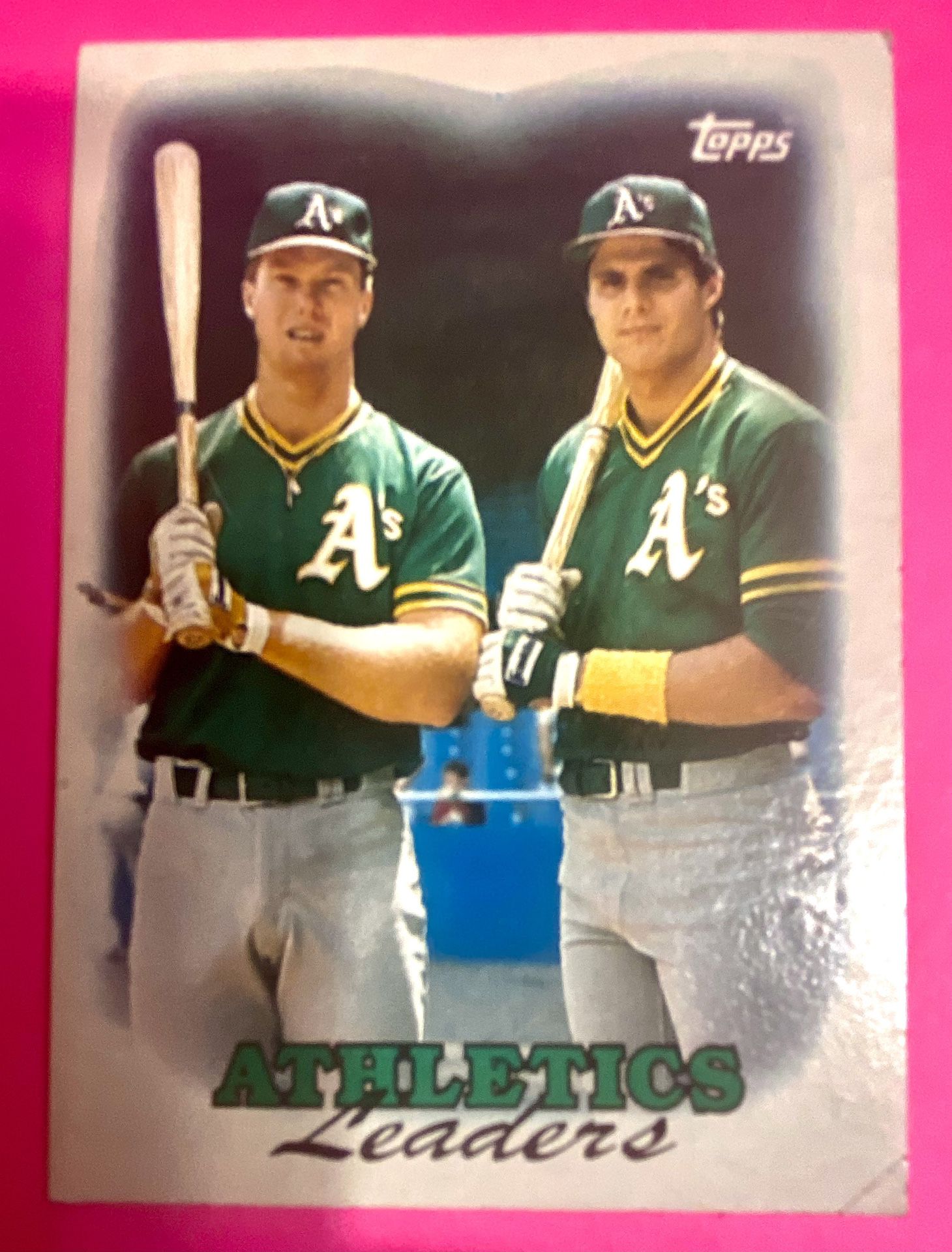Mark McGwire 1988 Topps “Athletics Leaders” with Jose Canseco Card