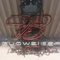 Budweiser Handblown Glass Neon Lit Original Sign 