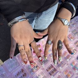 10 sets of mystery Bundle Handmade Press-On Nails ( Pictures for reference only)  Brand new! Never used or worn !  ✨ Mix Designs – 3D flowers, “Hot, S