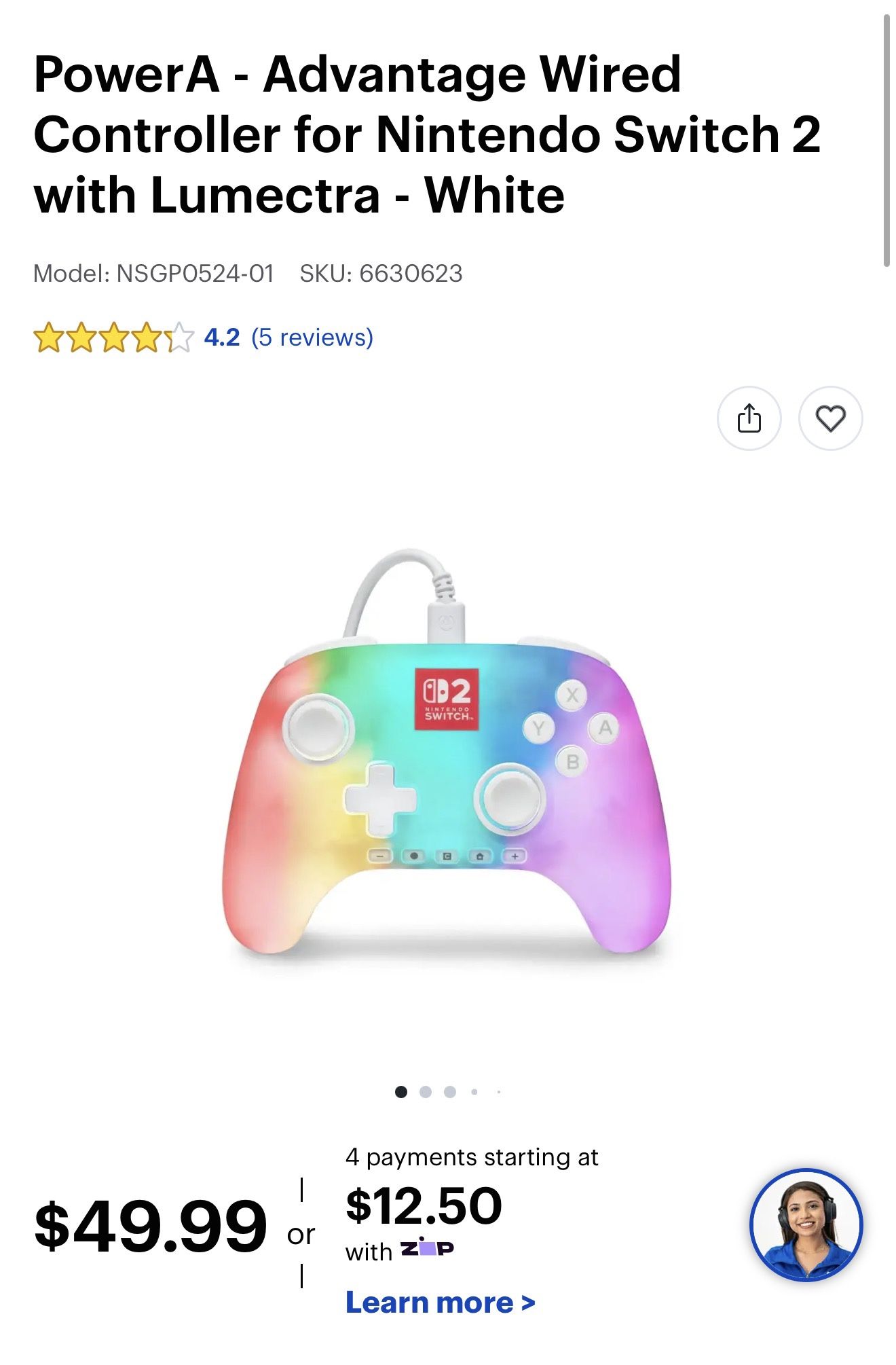 NINTENDO SWITCH 2 POWER A WIRED CONTROLLER WITH LUMECTRA