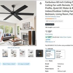 60 inch Ceiling Fan with Remote