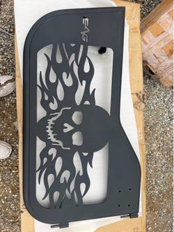 EAG Flame Skull Tubular Doors with Mirror Fit for 97-06 Jeep Wrangler TJ