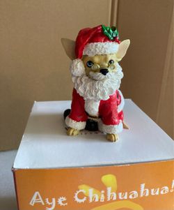 Christmas Santa 2009 Figurine Chihuahua Dog Collectible Display by Aye Chihuahua 3.5"h +Box Vintage