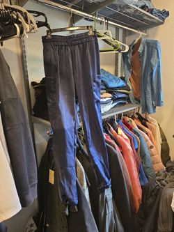 Navy Blue Elastic Waist Casual Pants medium