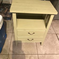 Painted End Table With 2 Drawers