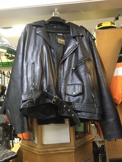 Genuine Leather Motorcycle Jacket with Removable Thinsulate Lining - Size XL