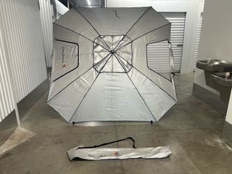 Umbrella /shelter Tommy Bahama 8.5 feet wide with sand anchor post side windows $45