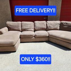 Gorgeous Microsuede Sectional Sofa with Chaise