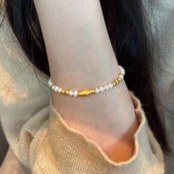 Pearl small brocade bracelet female ins niche light luxury Chinese hand jewelry best friend bracelet super fairy fashion couple gift