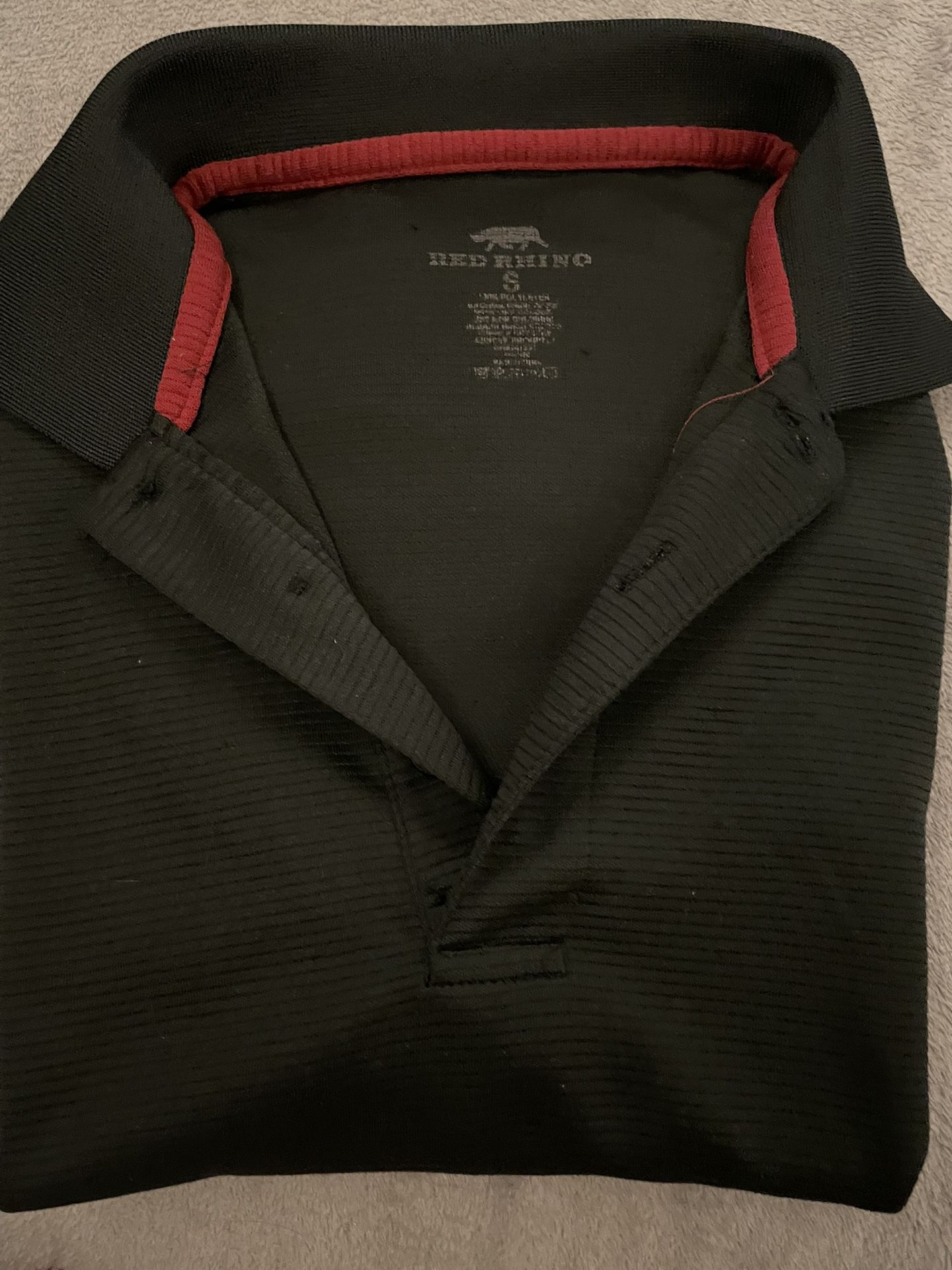 Red Rhino Black Short Sleeve Half Button-Down Shirt Men’s Small
