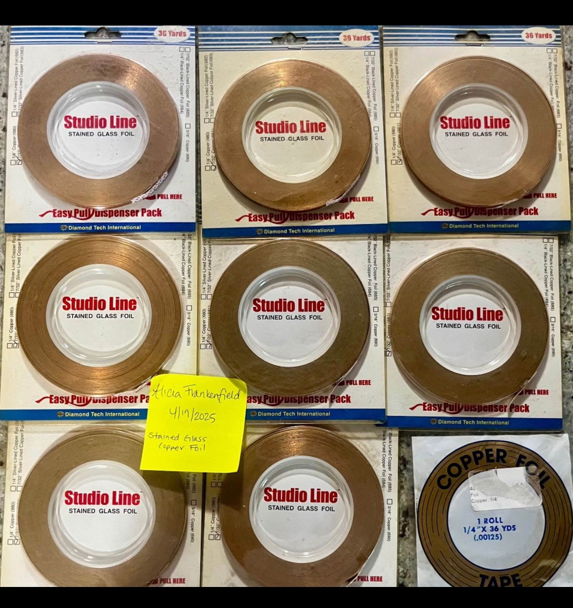 Copper Foil Tape For Stained Glass- 9 Rolls