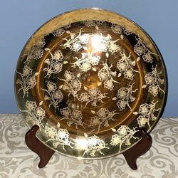 Vtg 22K Gold Rhythm Homer Laughlin Floral Etched Plate 10” Decor