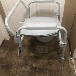Drive Medical 3-in-1 Steel Commode with Fixed Arms