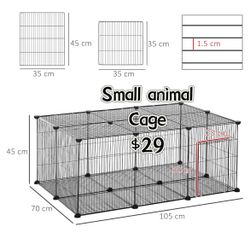 😀 PawHut Pet Playpen DIY Small Animal Cage Metal Fence with Door, 22 Pieces, for Bunny Chinchilla Hedgehog Guinea Pig