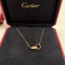 Cartier Rose Gold Diamond Interlocking LOVE Necklace