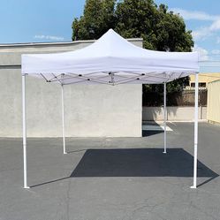 New in box $99 Heavy-Duty 10x10 FT Outdoor Ez Pop Up Canopy Party Tent Instant Shades w/ Carry Bag (White/Blue)