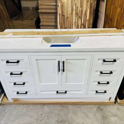 60 in. W x 22 in. D Single Sink Bath Vanity in White with White Top $929 