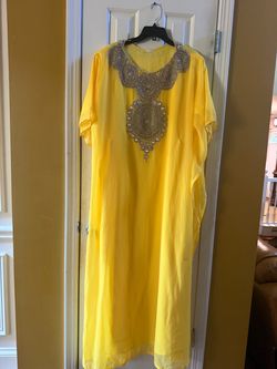 Yellow Caftan Dress One Size Fits All
