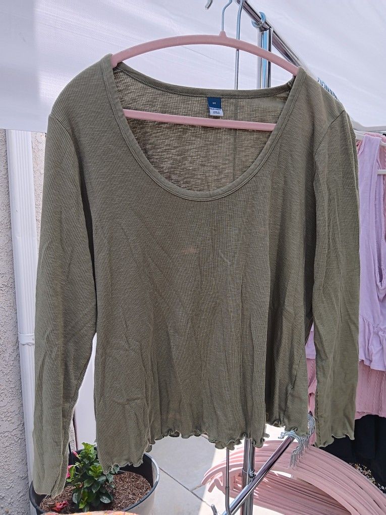Green Womens Long Sleeve Shirt