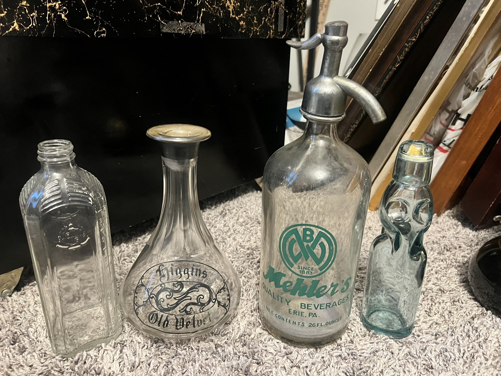 4 Antique Glass Bottles 