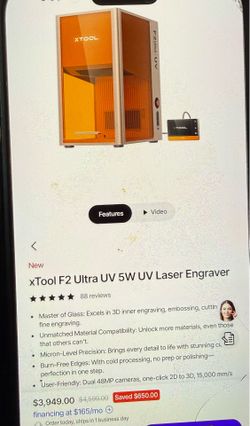 xTool F2 Ultra UV 5W UV Laser Engraver/conveyor/RA3 rotary/ In-line fan