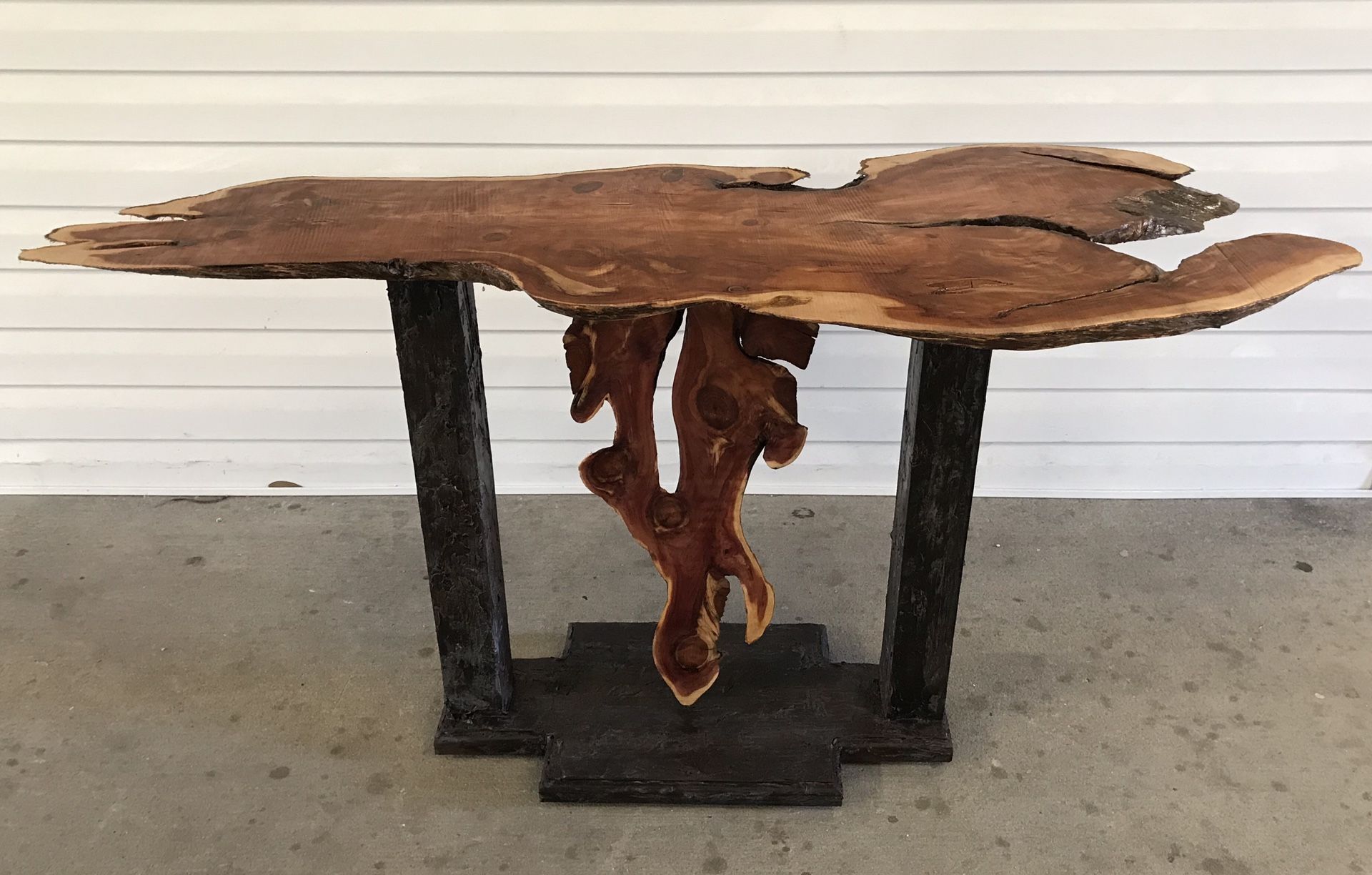 Beautiful artist created live edge slab console / table. Unreal one of a kind..