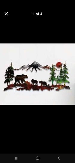 Bear Family in Woods Metal Art (Size in Last Picture)