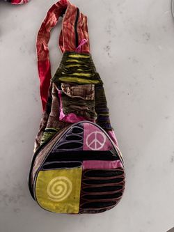 Patchwork Razor Cut Backpack Foldable Heart shape Faded Cotton NWT