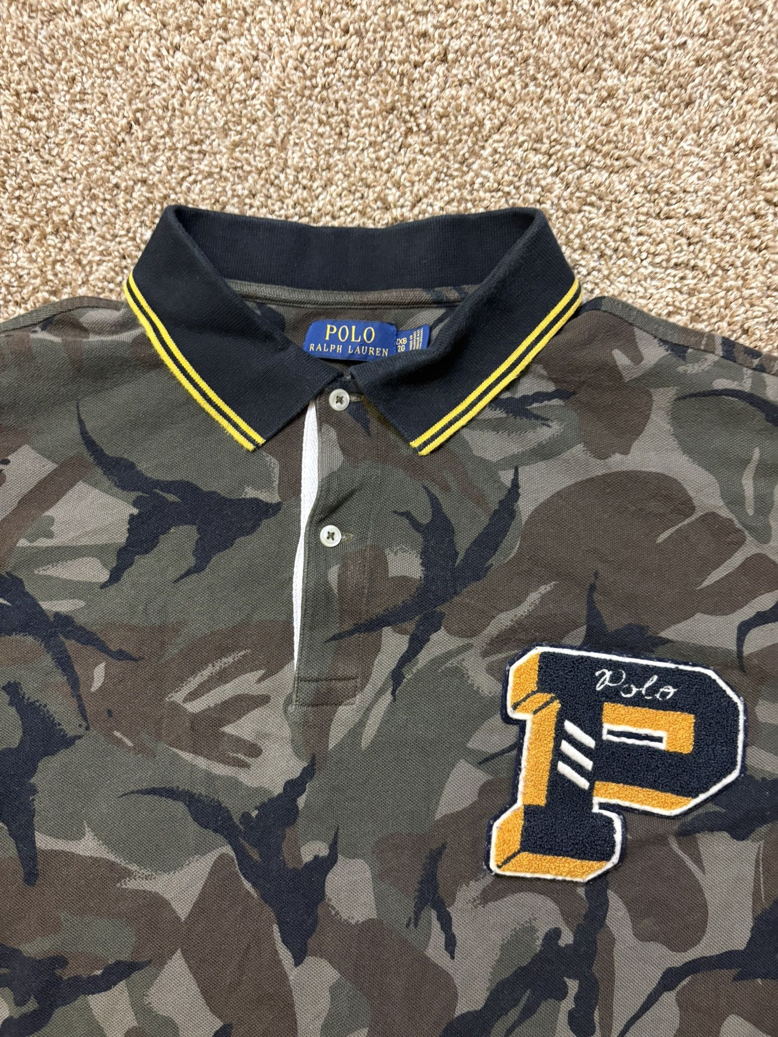 Polo Ralph Lauren Limited Edition Camo P Wing Varsity Military Polo Men Size XXL