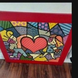 "HEART KIDS" BY ROMERO BRITTO Acrylic/ sculpture picture can hang RARE! Great condition! There are NO papers or certificates!