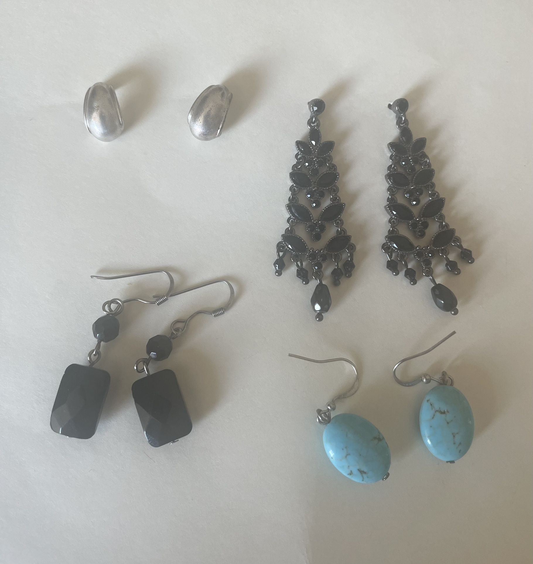 Turquoise, Onyx, Silver Earrings