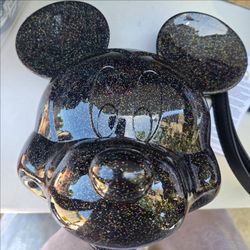 NEW Disney Parks Loungefly Mickey Mouse Head Black Sparkly Crossbody Purse